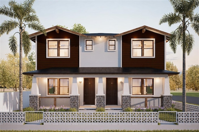 view of front of home featuring covered porch