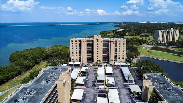 bird's eye view featuring a water view