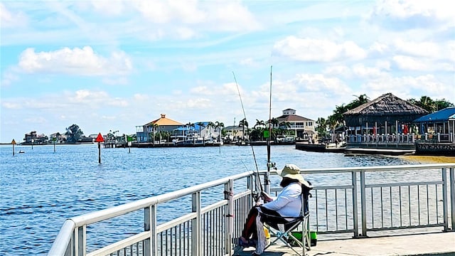 view of dock featuring a water view