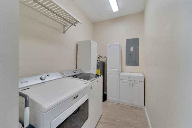 2628 River Bend Dr, Ruskin, FL 33570 - laundry area with electric panel, separate washer and dryer, and electric water heater