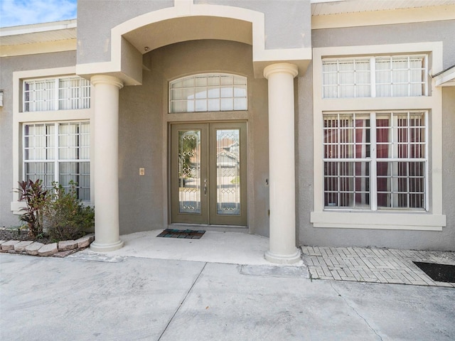 property entrance with french doors