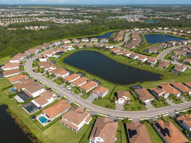 bird's eye view featuring a water view