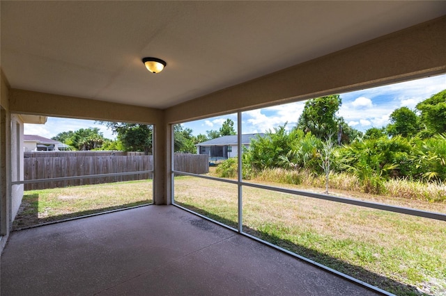 view of unfurnished sunroom