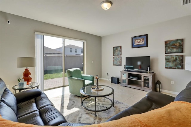 view of tiled living room