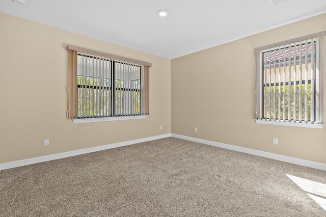 carpeted empty room featuring a wealth of natural light