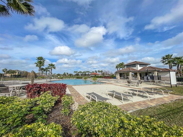 view of pool featuring a patio area