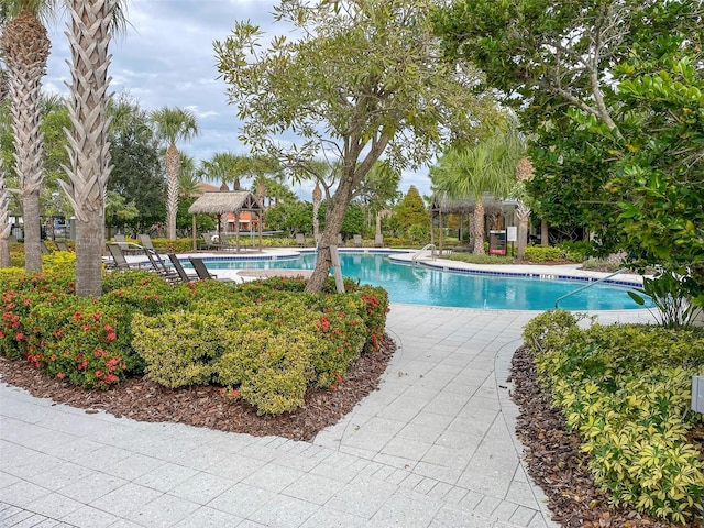 view of pool with a gazebo