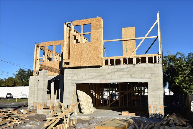 exterior space with a garage