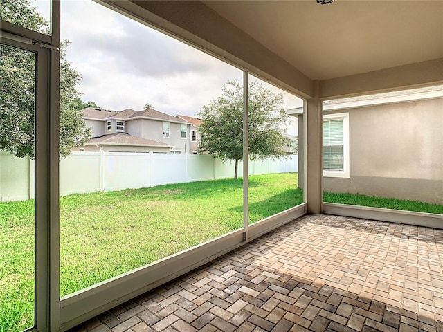 view of unfurnished sunroom