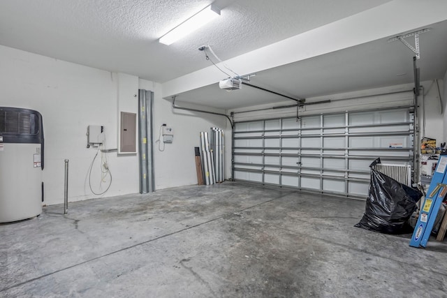 garage featuring a garage door opener and electric panel