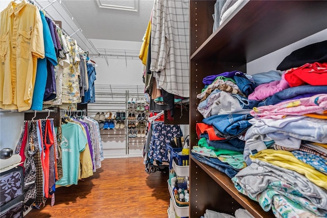 spacious closet featuring hardwood / wood-style flooring