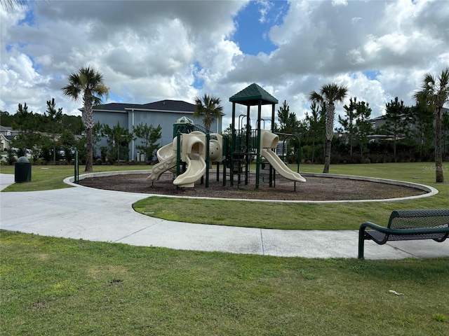 view of playground with a yard