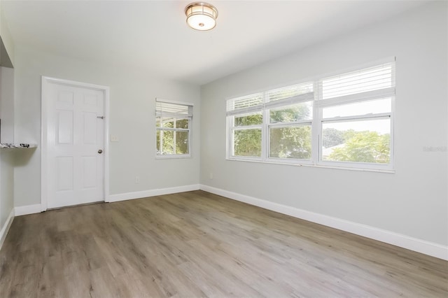 spare room featuring light wood-type flooring