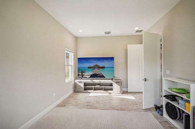 interior space with light hardwood / wood-style flooring