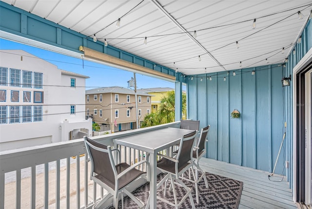 wooden balcony featuring a deck