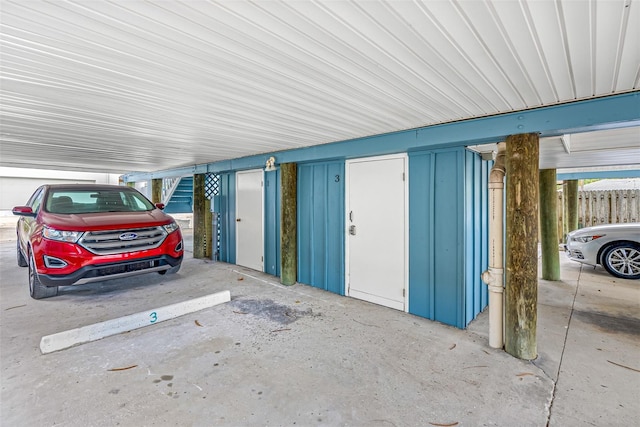 garage with a carport