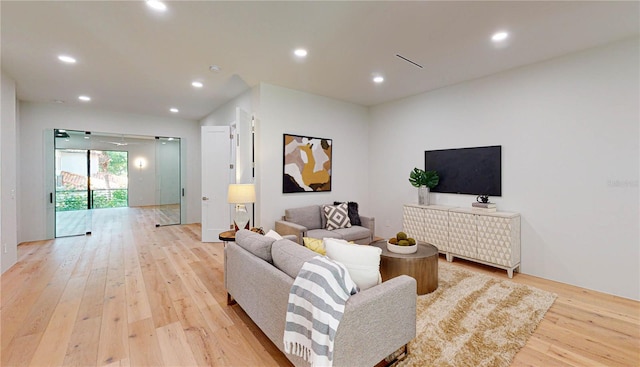 living room featuring light hardwood / wood-style flooring