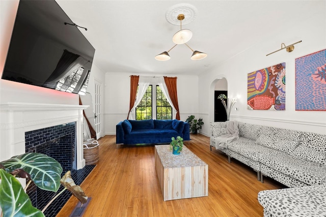 living room featuring wood-type flooring