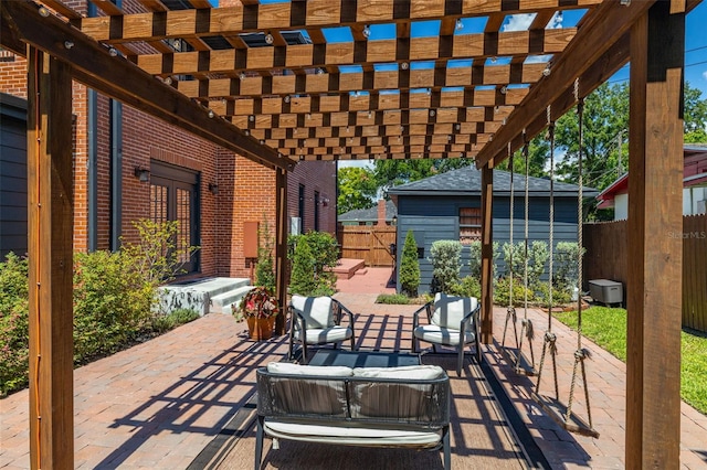 view of patio / terrace featuring a pergola