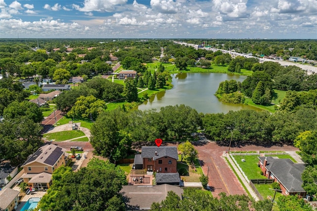 bird's eye view featuring a water view