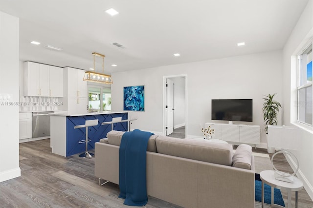 living room featuring light hardwood / wood-style flooring