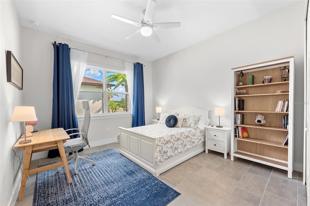 bedroom featuring ceiling fan