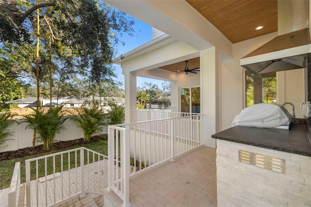 view of patio with ceiling fan