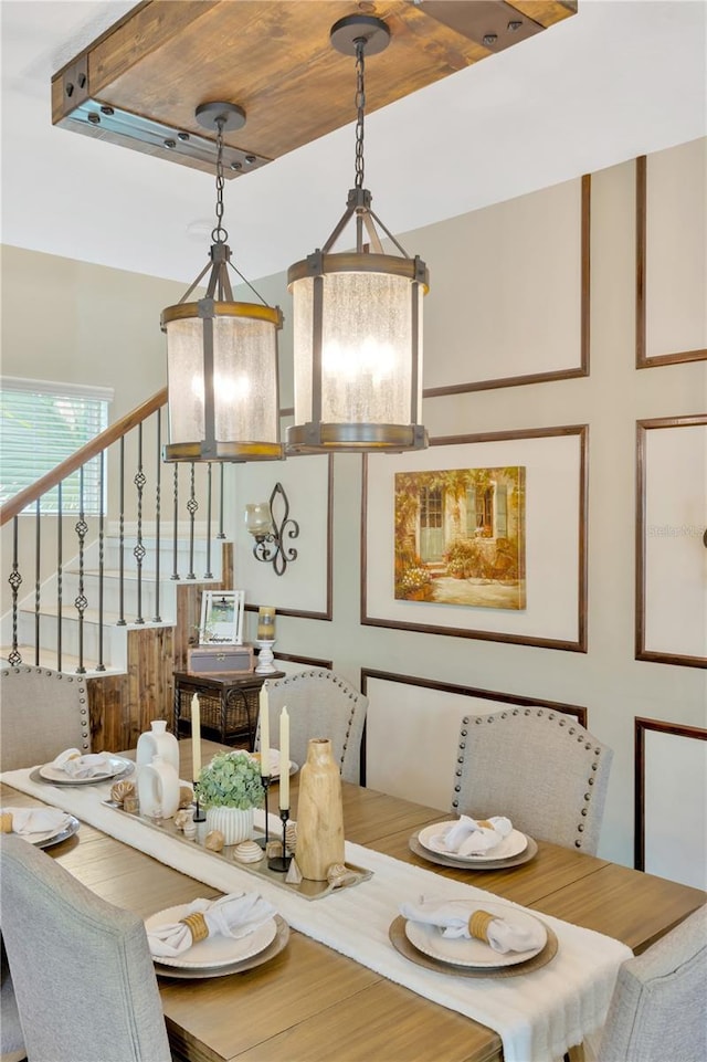 dining room featuring a notable chandelier