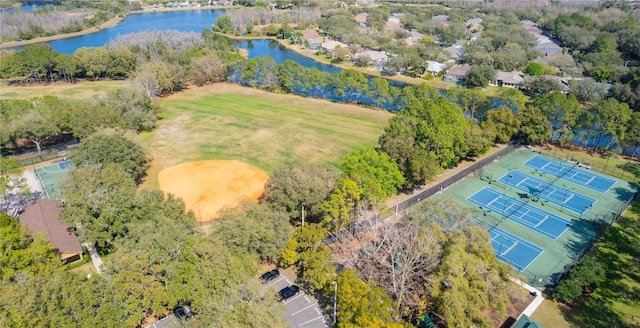 bird's eye view featuring a water view