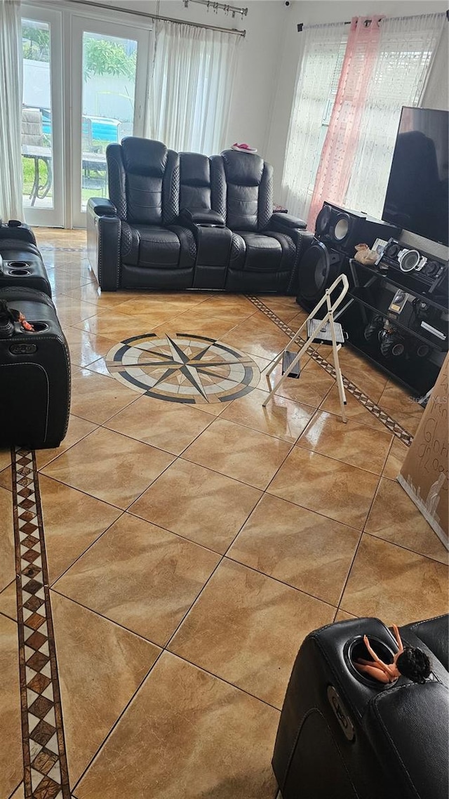 view of tiled living room