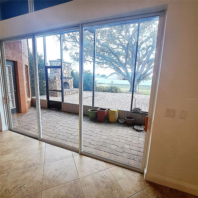 entryway featuring tile patterned flooring