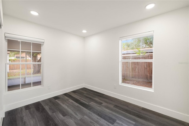 empty room with plenty of natural light and dark wood-type flooring