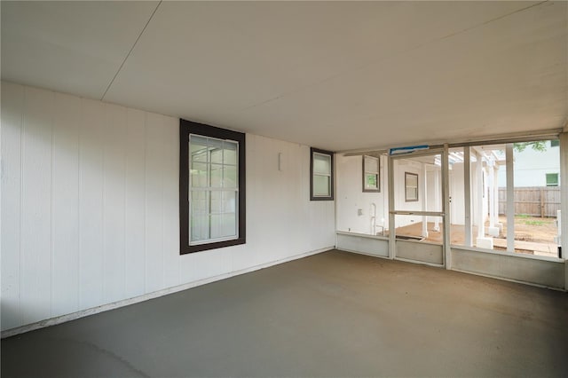 view of unfurnished sunroom