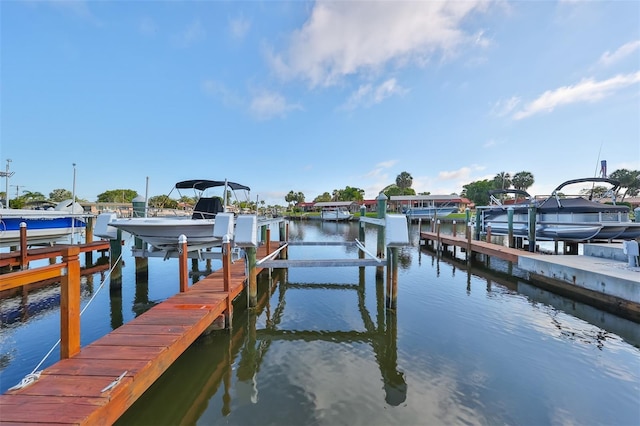 dock area featuring a water view