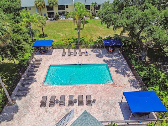 view of pool featuring a patio