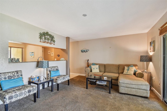 living room featuring carpet