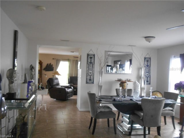 view of tiled dining room