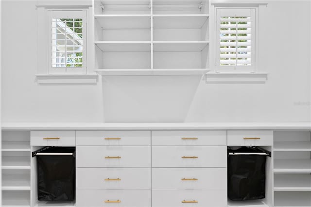 kitchen with white cabinets