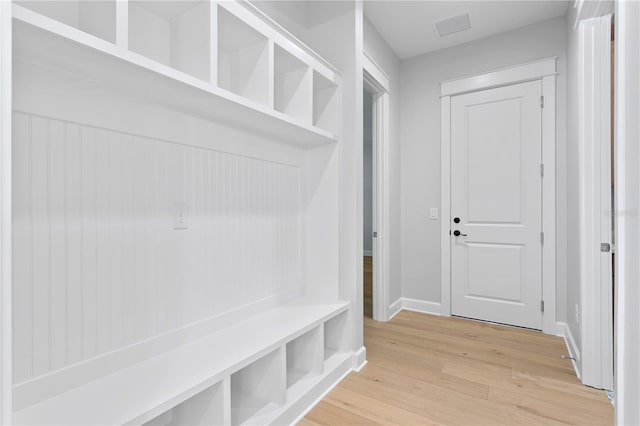 mudroom featuring light wood-type flooring