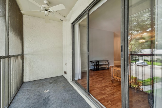 balcony with ceiling fan