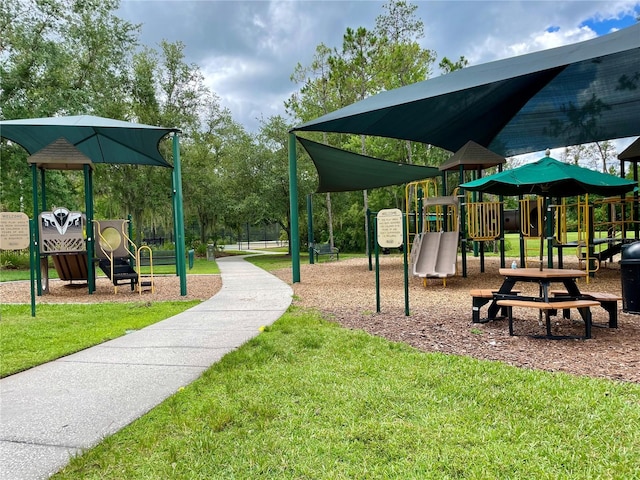 view of play area featuring a yard