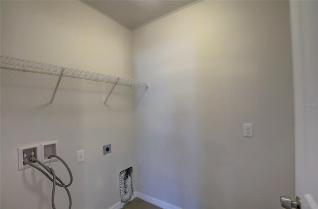 laundry room with hookup for an electric dryer and hookup for a washing machine