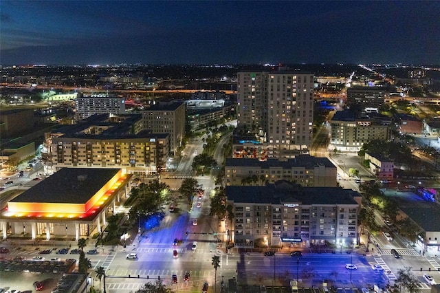 view of aerial view at night