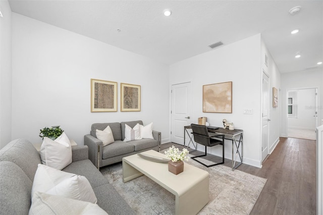 living room with wood-type flooring