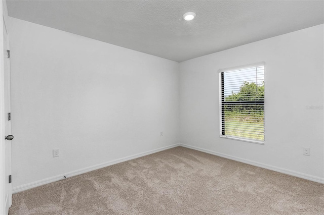 unfurnished room featuring light carpet and a textured ceiling