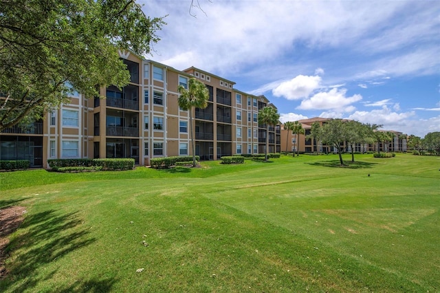 view of community featuring a lawn