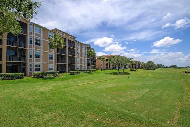 view of property's community featuring a yard