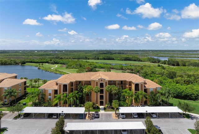 bird's eye view featuring a water view