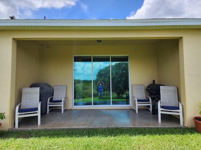 view of patio with area for grilling