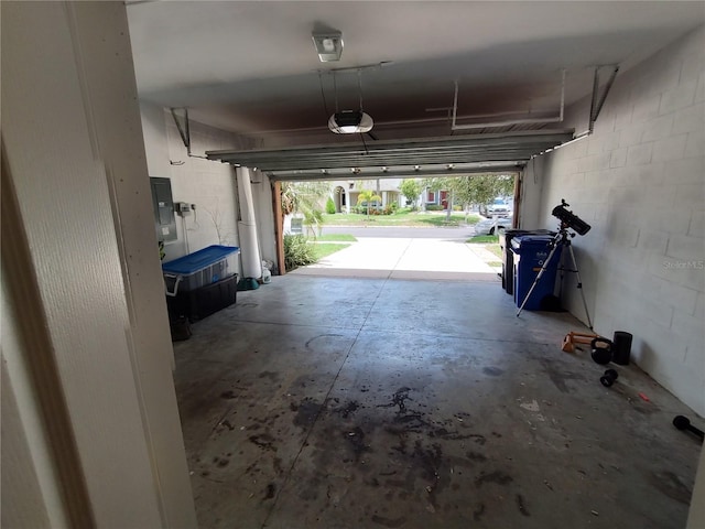 garage with a garage door opener